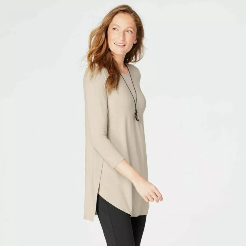 J. Jill ~ Stylish Wearever Side-Overlay Tunic ~ Truffle ~ Small